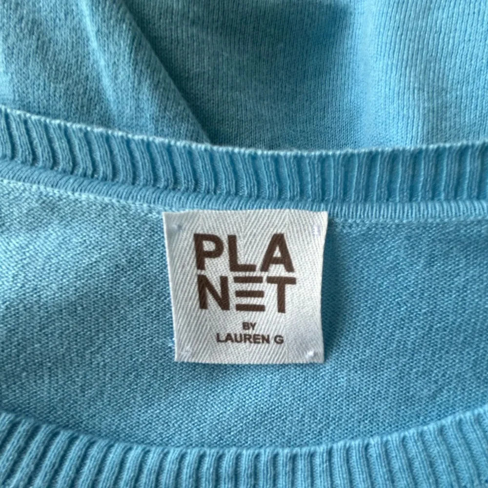 Planet Lauren G Blue Pima Knit Dolman Top Boxy Excellent OS fits 4-14 - Picture 5 of 10